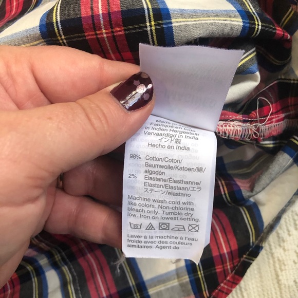 J. Crew factory ruffle color plaid tartan top - Picture 5 of 10